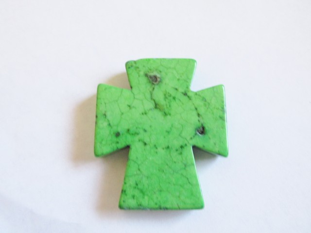 (image for) Cross pendant stone bead - Green (1pc)#CR-P-gr 1.75